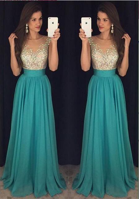 turquoise prom dress, long prom dress ...